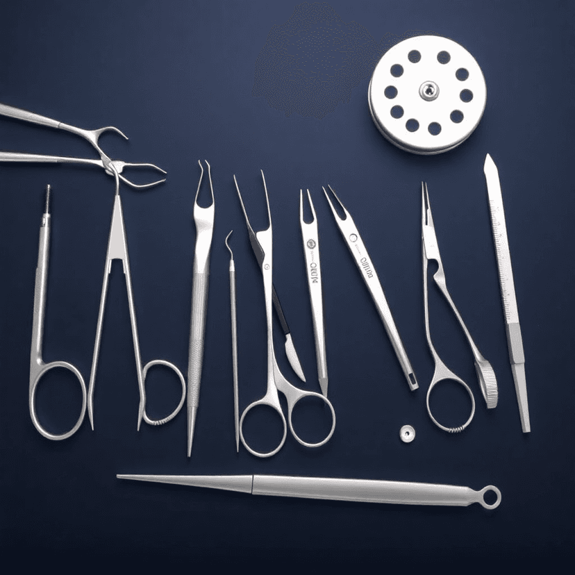 dental instruments and tools, surgical equipment, stainless steel, professional dental setup