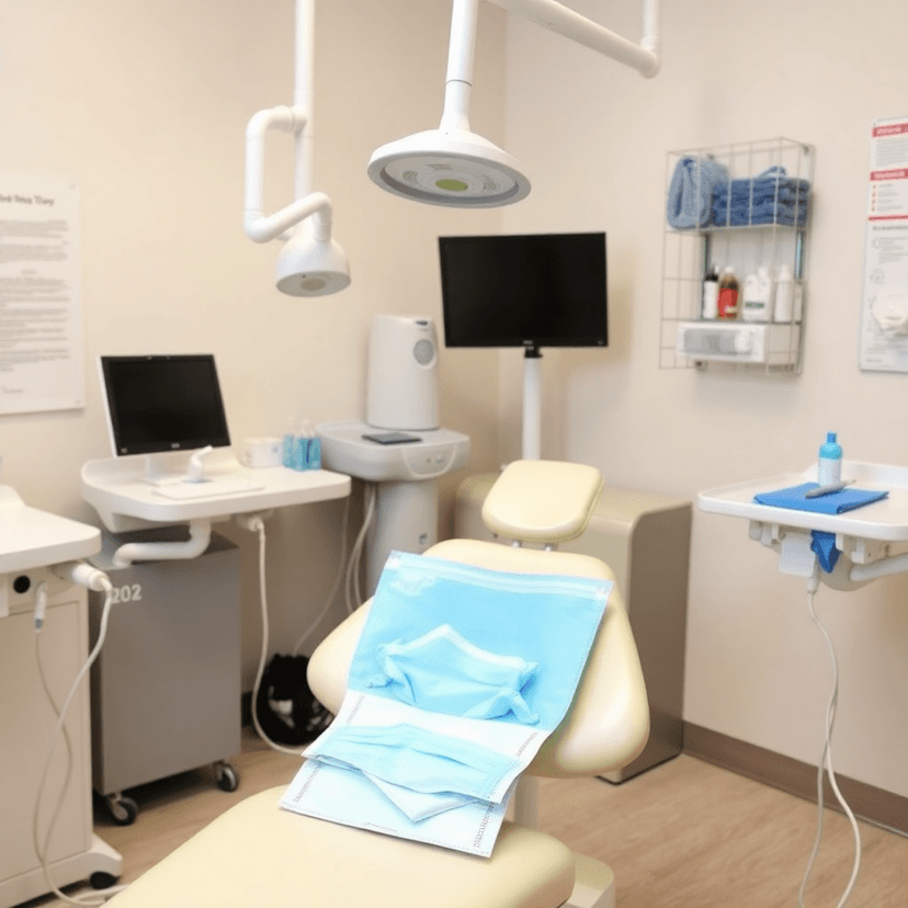 dental infection control supplies, sterilization equipment, protective gear, masks and gloves